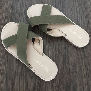 Restricted criss cross slippers.